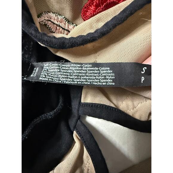 Out from Under Body suit Women's Size S Sheer Halter top Embroidery Open Back - Picture 7 of 10